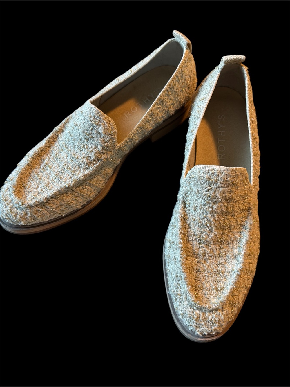 Rothy's Cream Bouclé Slip-On Loafers